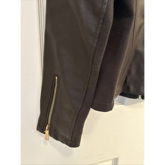 Kenneth Cole Reaction Womens  Moto Jacket Size S Dark Brown Faux Leather‎ Zipper - Picture 8 of 8